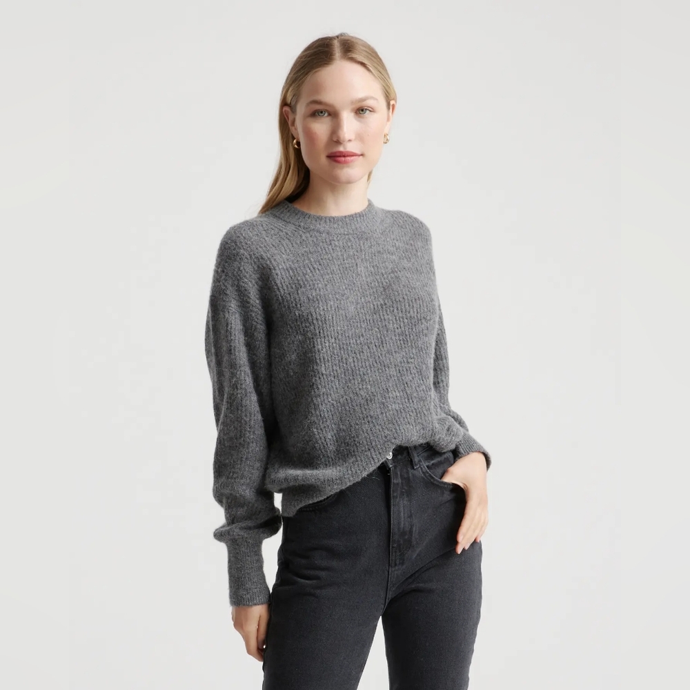 NEW Quince Baby Alpaca Wool Crew Charcoal Sz M